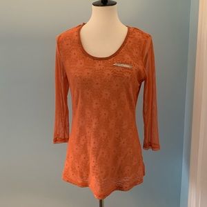 Monoreno Top in Coral Size Large Long Sleeve
